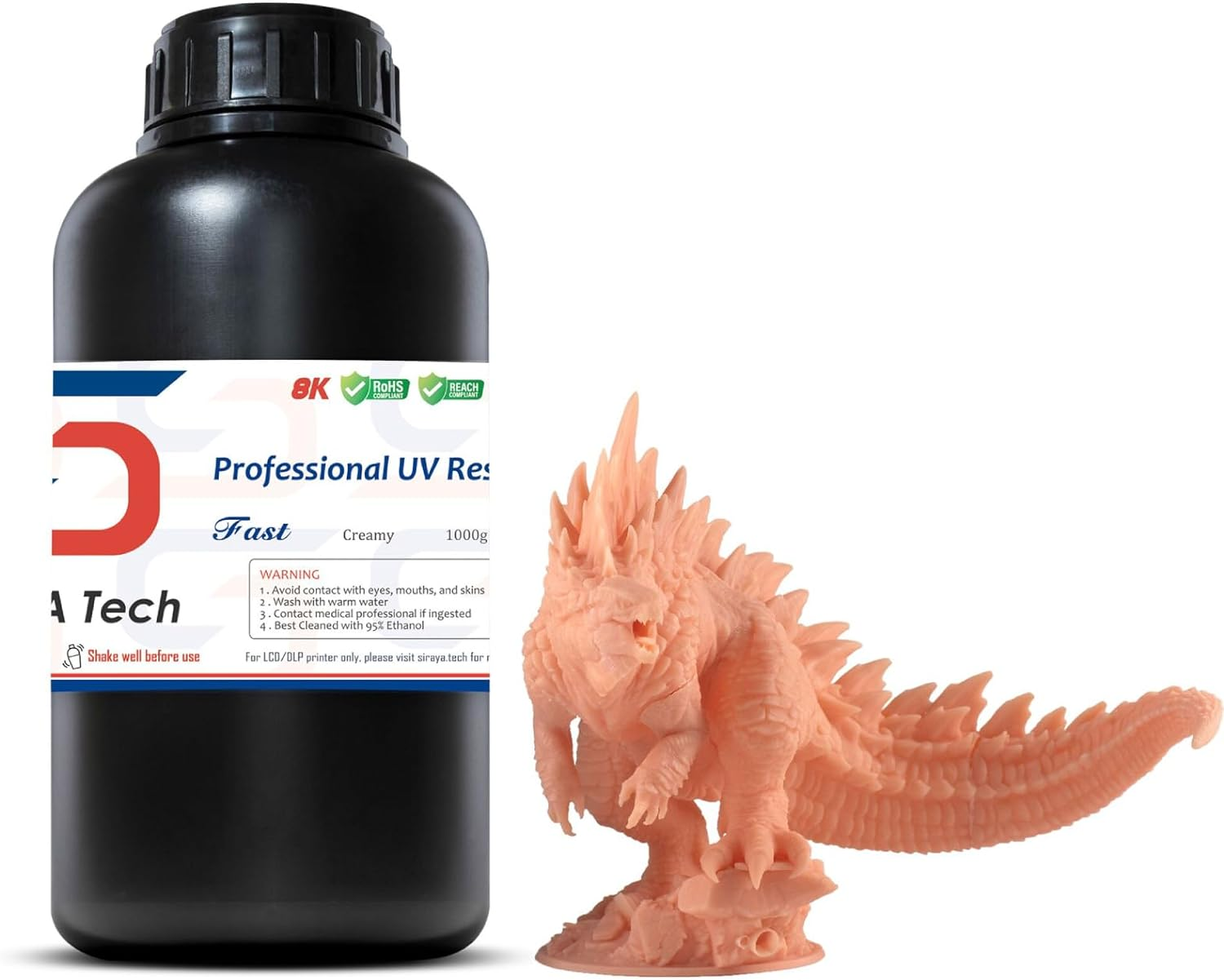 Siraya Tech Fast Abs-Like 3D Printer Resin, Tough Grey, Enhanced Durability for 3D Printing, High Impact Resistance, Smooth Finish, Ideal for 4K/8K/12K LCD DLP SLA 3D Printer - 1Kg