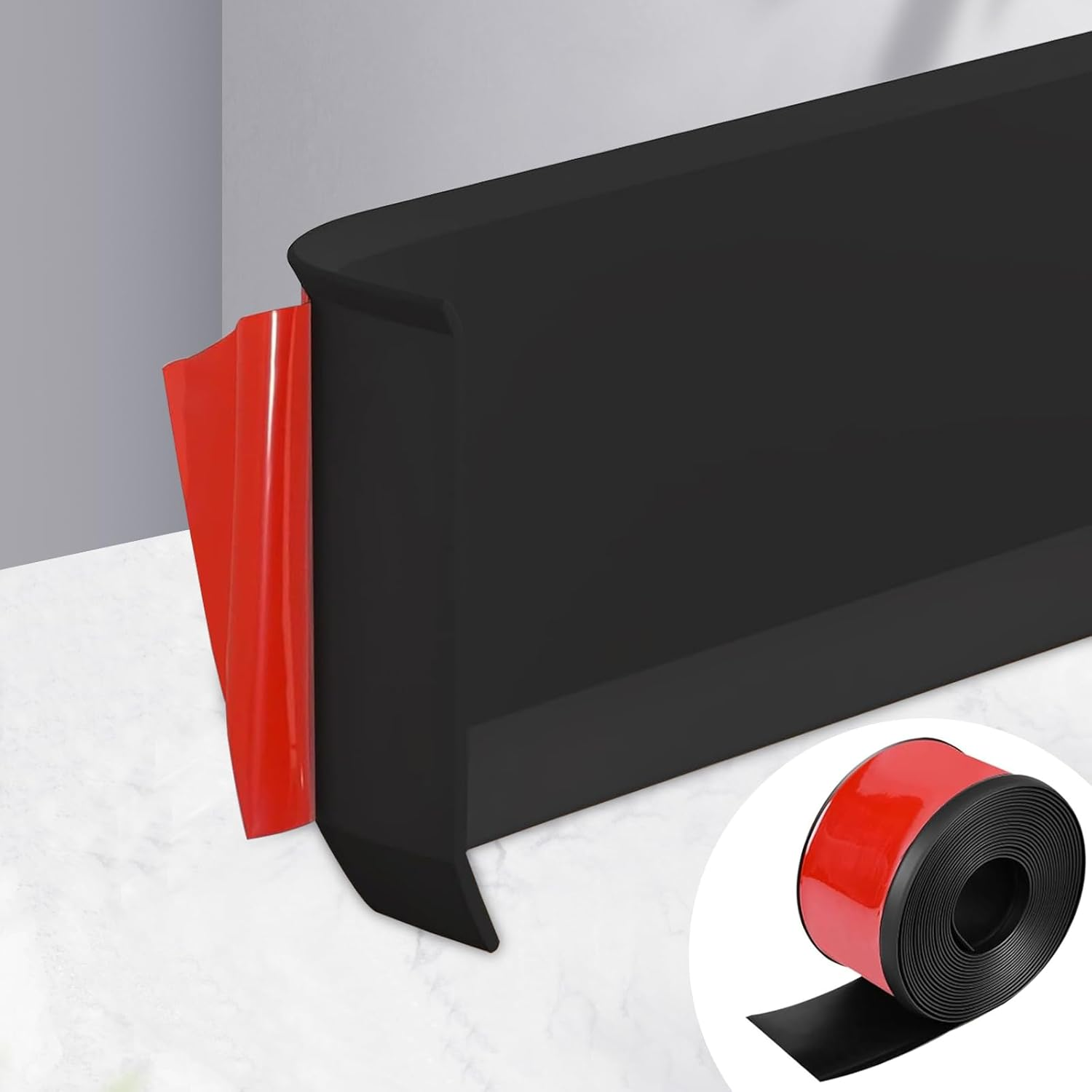 3.0 M PVC Soft Skirting Board, Self-Adhesive, Skirting Board, Width 5 Cm, End Strip, Self-Adhesive Transition Profile for Wall and Floor, Flexible Skirting Board for Kitchen, Bathroom and Living Room