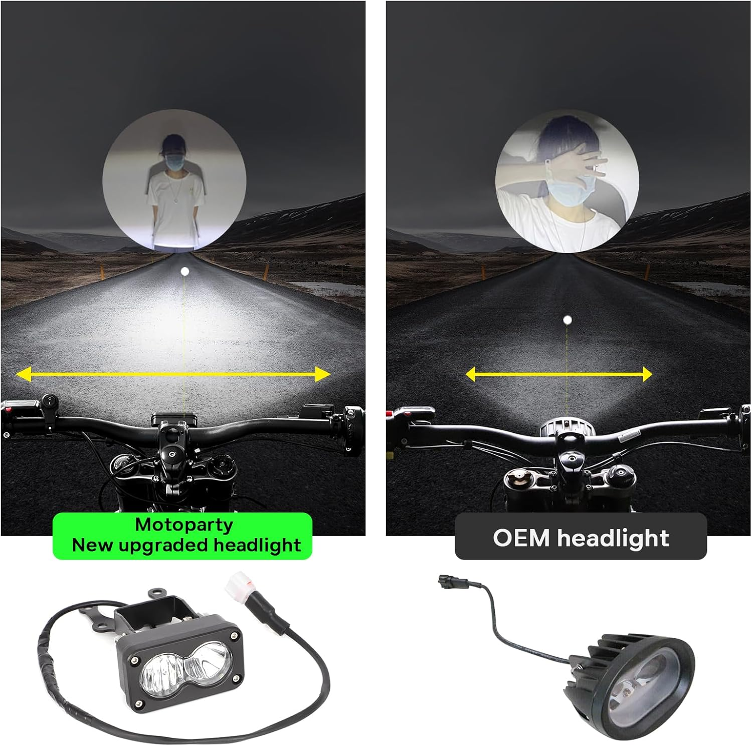 Motoparty Headlight Kit for Sur-Ron Segway X260 and Talaria, Clear White 6000-6500K Spot/Flood Light Pods Combo Kit, Motorcycle Lights Bars Accessories, Bright Front Lamp （3 Inch） image number 1