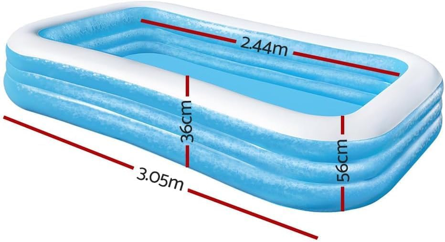 Bestway Blue Rectangular Family Pool 3.05 M X 1.83 M X 56 Cm, above Ground Family Pool