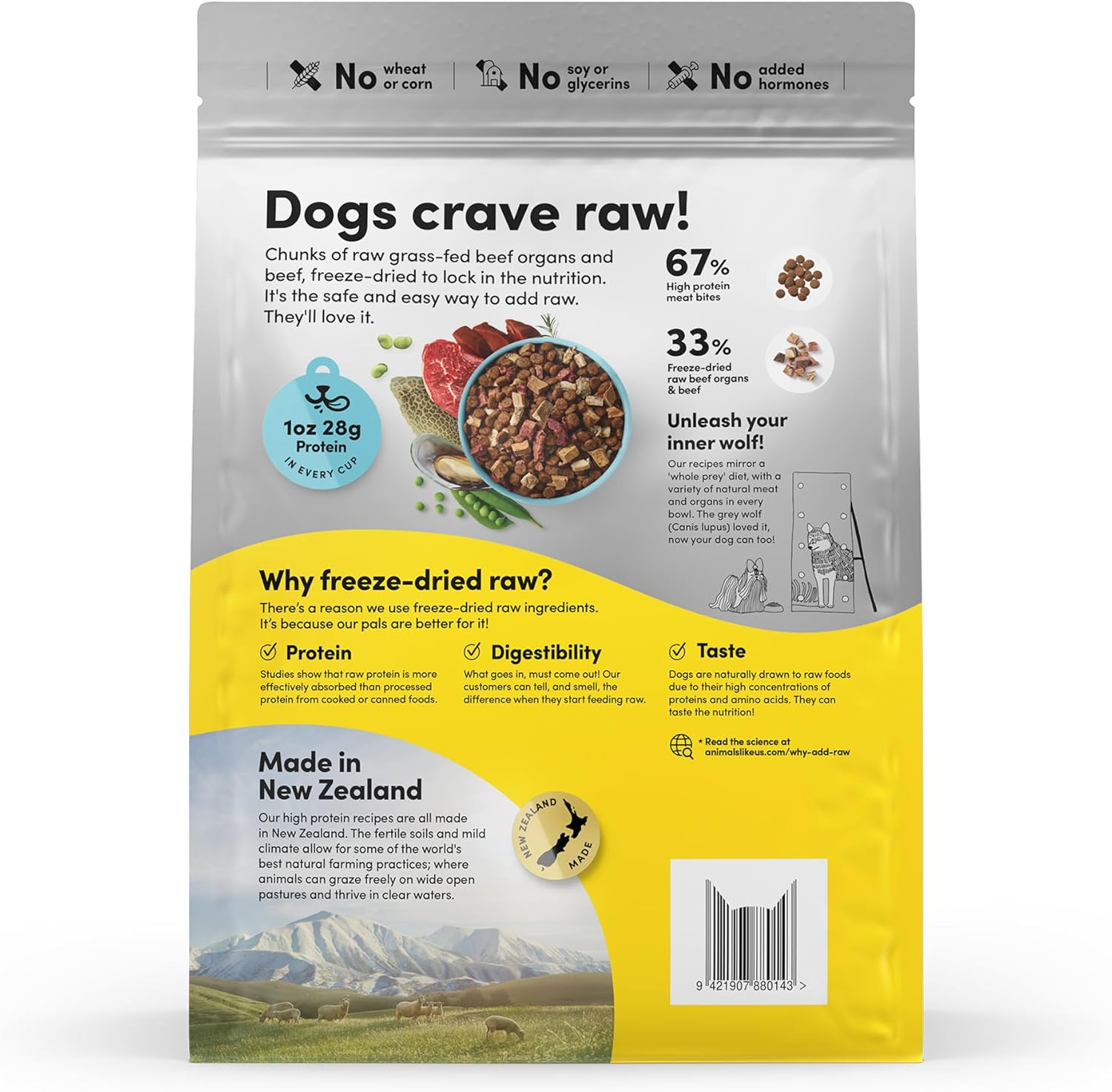 Rawmix33 Premium Freeze-Dried Raw Grass-Fed Beef Recipe Dog Food, Protein Rich, Includes Kibble, Non-Gmo, No Wheat or Corn, 2Kg image number 2