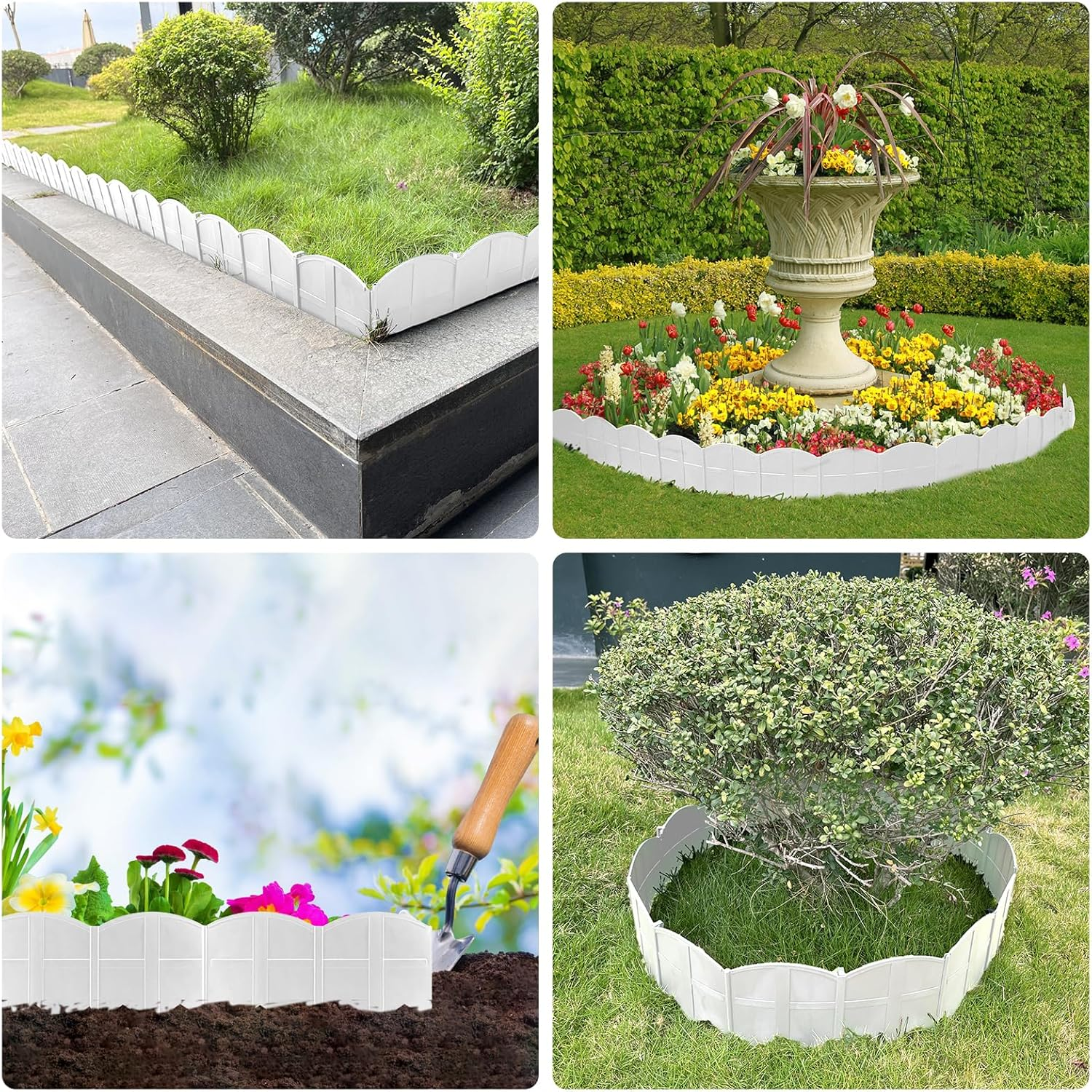 Vashly 20 Pcs 10.17Ft X5.9 H with 20 Spikes No Dig Plastic Lawn Garden Edging Border Landscape Edging Kit, for Outdoor Patio Pathway,The Yard,Lawn Garden Flower Bed Border Edging - 40Pcs Black image number 4