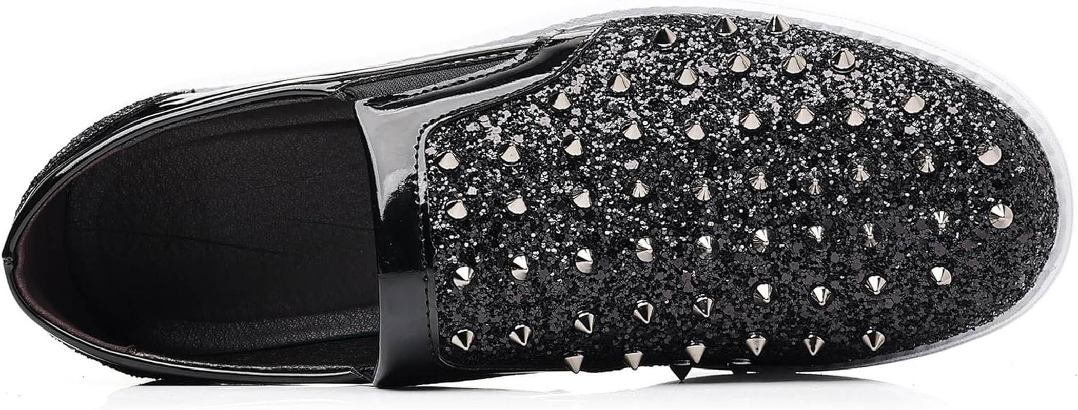 Trsorini Men'S Glitter Spikes Sneakers Sparkly Shiny Light-Up Shoes Metal Rivet Soft Sole Male Shoes image number 3