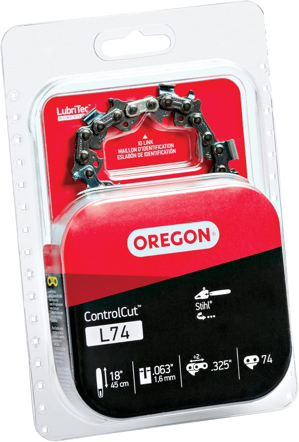 Oregon L74 Controlcut Replacement Chainsaw Chain for 18-Inch Guide Bar, 74 Drive Links, Pitch: .325", .063" Gauge, Fits Stihl Models with 18" Bars and .325" Sprockets Gray image number 1