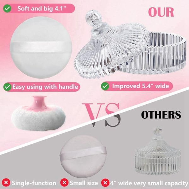 Aboiledy Body Powder Puff and Container Set, Home & Travel Dusting Powder Puff and Body Dusting Powder Jars for Women, Empty Talcum Box Container, Loose Powder Containers for Wet Dry Makeup image number 6