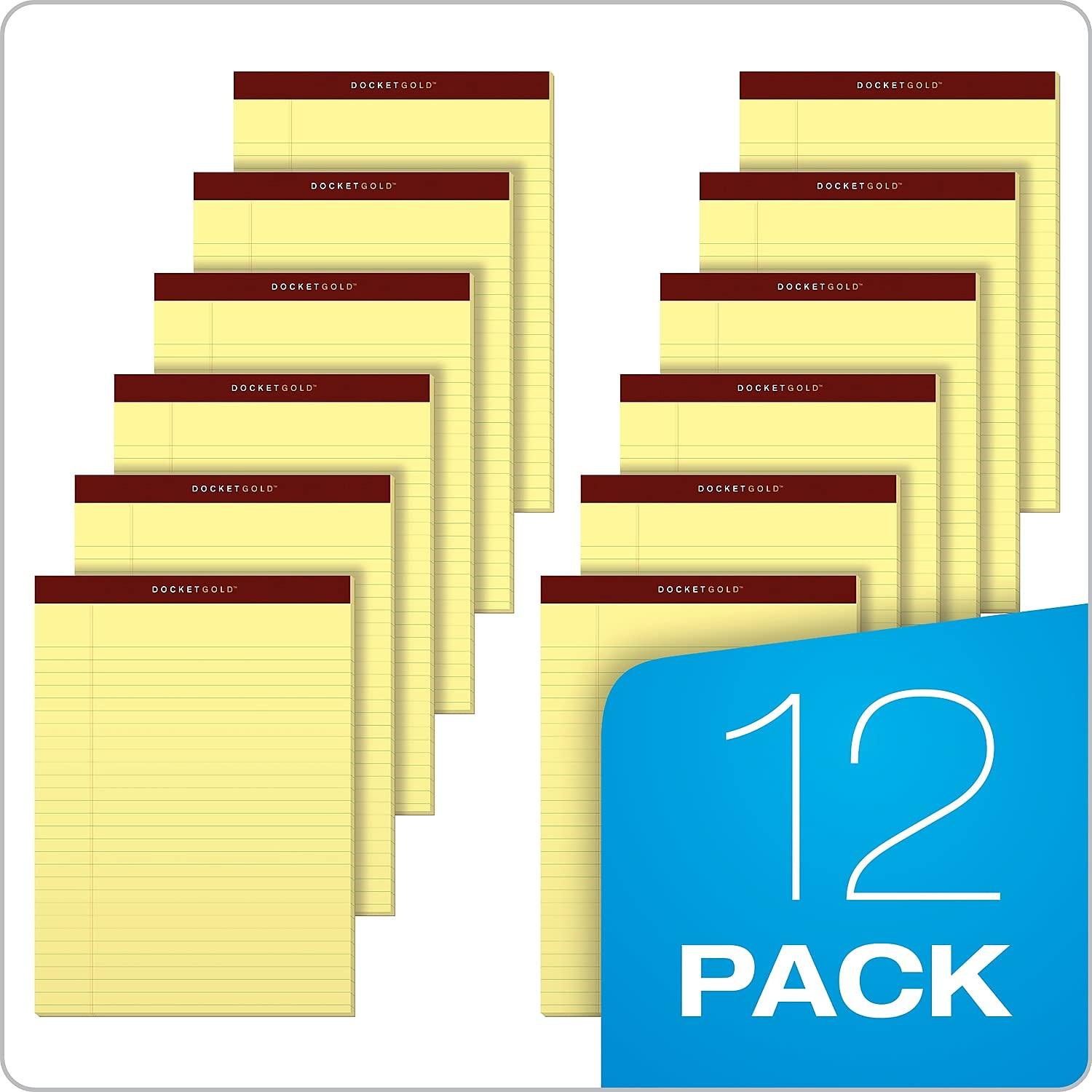 TOPS 63950 Docket Ruled Perforated Pads, 8 1/2 X 11 3/4, Canary, 50 Sheets (Pack of 12) image number 2