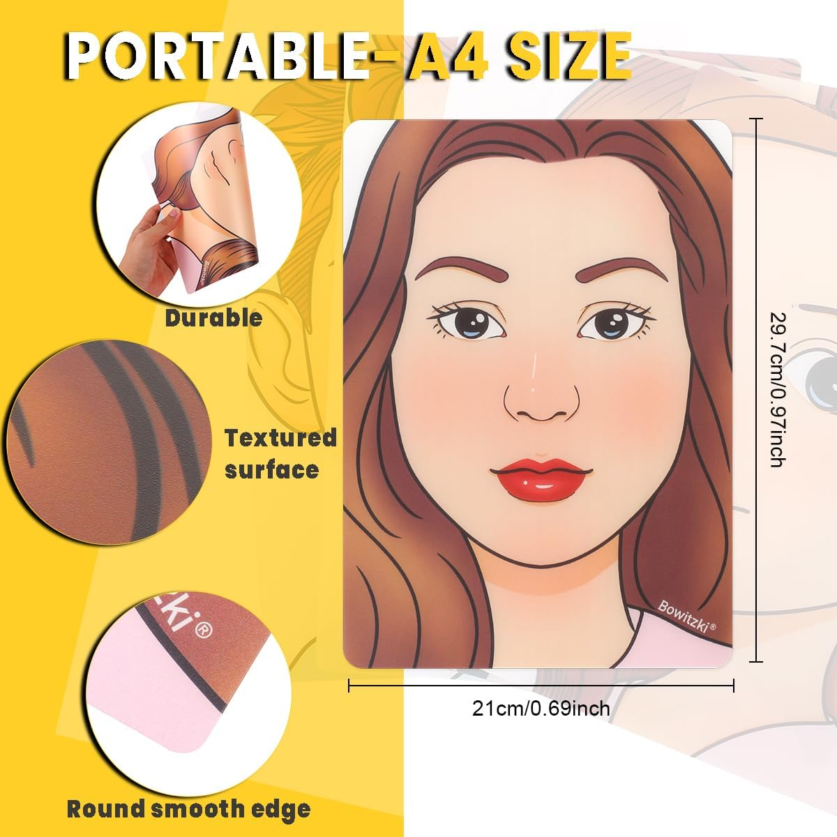 Bowitzki Face Painting Practice Board,2 Pieces Reusable Colorful Face Paint Practice Board,Painting Makeup Exercise Template A4 Size (Woman) image number 1