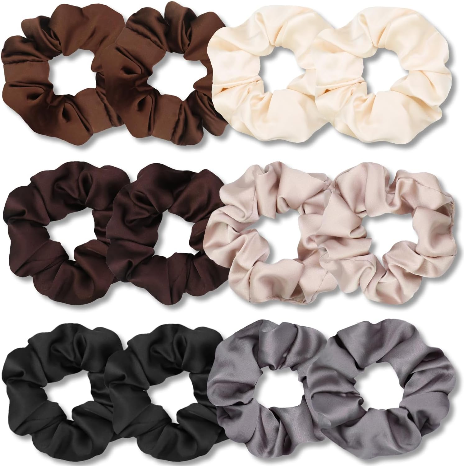 VENUSTE Scrunchies for Women, Premium Satin Softer than Silk, Bobbles Hair Bands for Women'S Hair Accessories, 12 Pack (Neutral Colors)