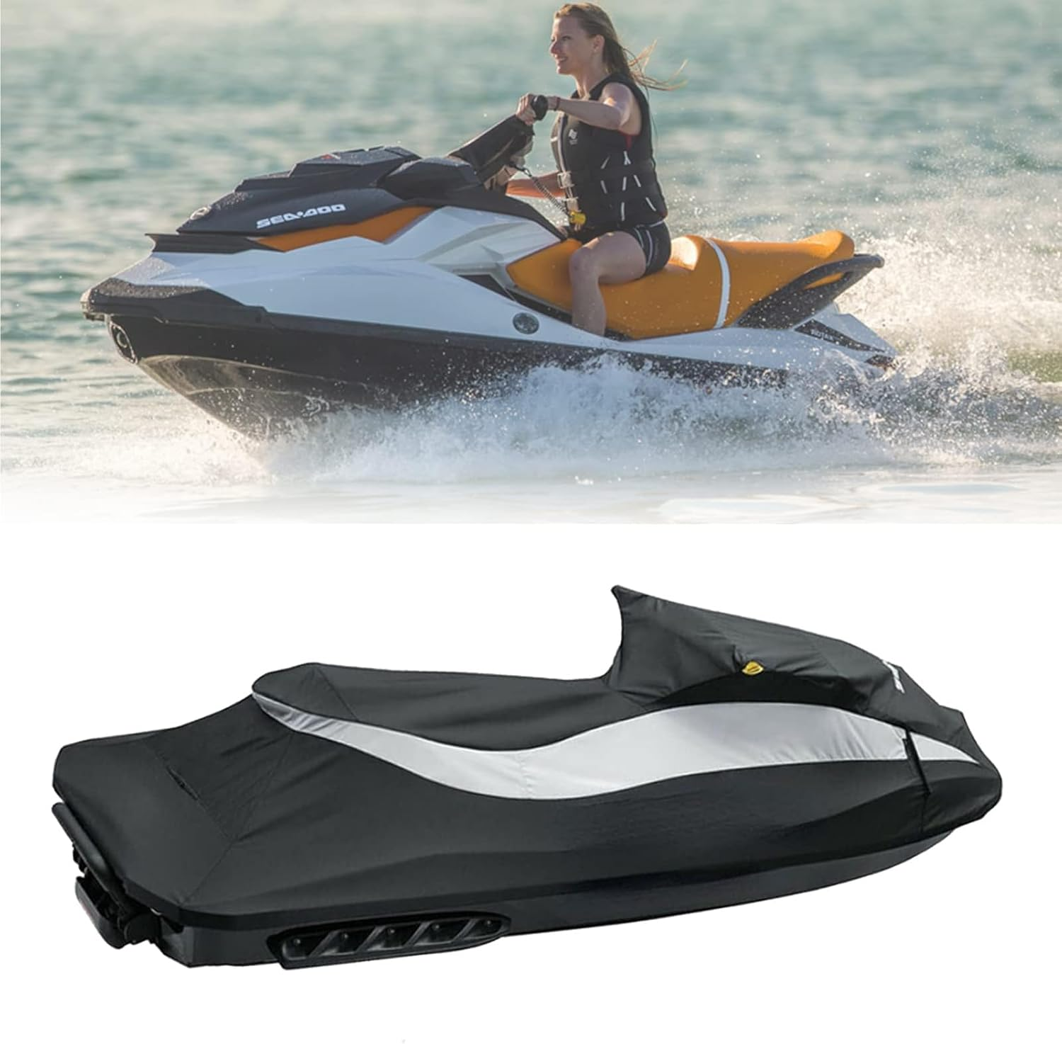 Waterproof Jet Ski Trailerable Watercraft Ski Cover Fit for 2011-2019 Bombardier SEA-DOO PWC GTS, GTS Rental, GTI, GTI SE, GTI Limited Replace 295100722, 280000598, 280000508, 280000495 image number 2