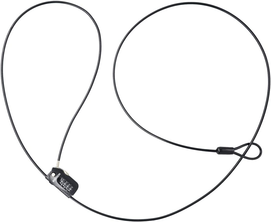 Bosvision 4-Digit Combination Padlock with Cable of 2 End Loops (Loop Cable Lock) for Bike, Ski, Camping, Garden, Warehouse and Factory image number 5