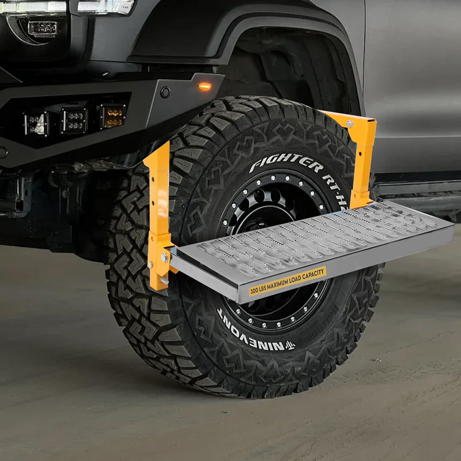 MAXXHAUL 50694 21-1/2" X 7.3" Adjustable Truck Tire Service Step with Non-Slip Platform Foldable 300-Lb Capacity
