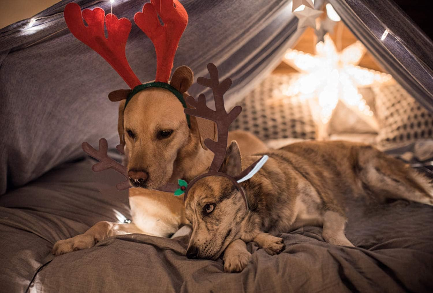 BWOGUE Dog Christmas Elk Reindeer Antlers Headbands Set Pet Christmas Costume Accessories Headwear for Medium Large Dogs image number 1