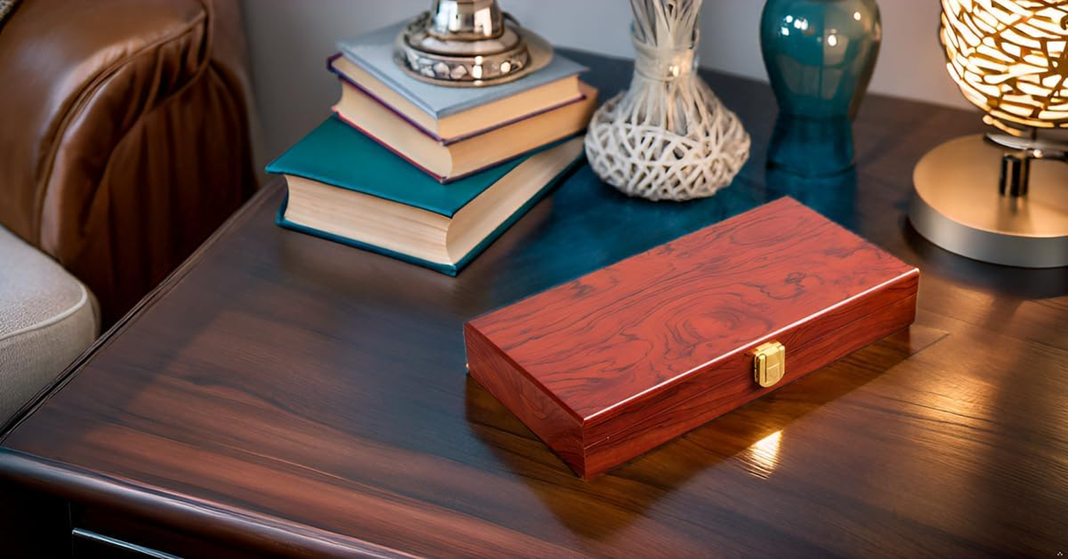 WANLIAN Wooden Box,Wooden Storage Box,Home/Office Decoration Box,Decorative Box Storage Box with Lid,Wooden Box with Hinged Lid, Wooden Box with Lock,Wooden Box with Lock,Storage with Lock Boxes, image number 1