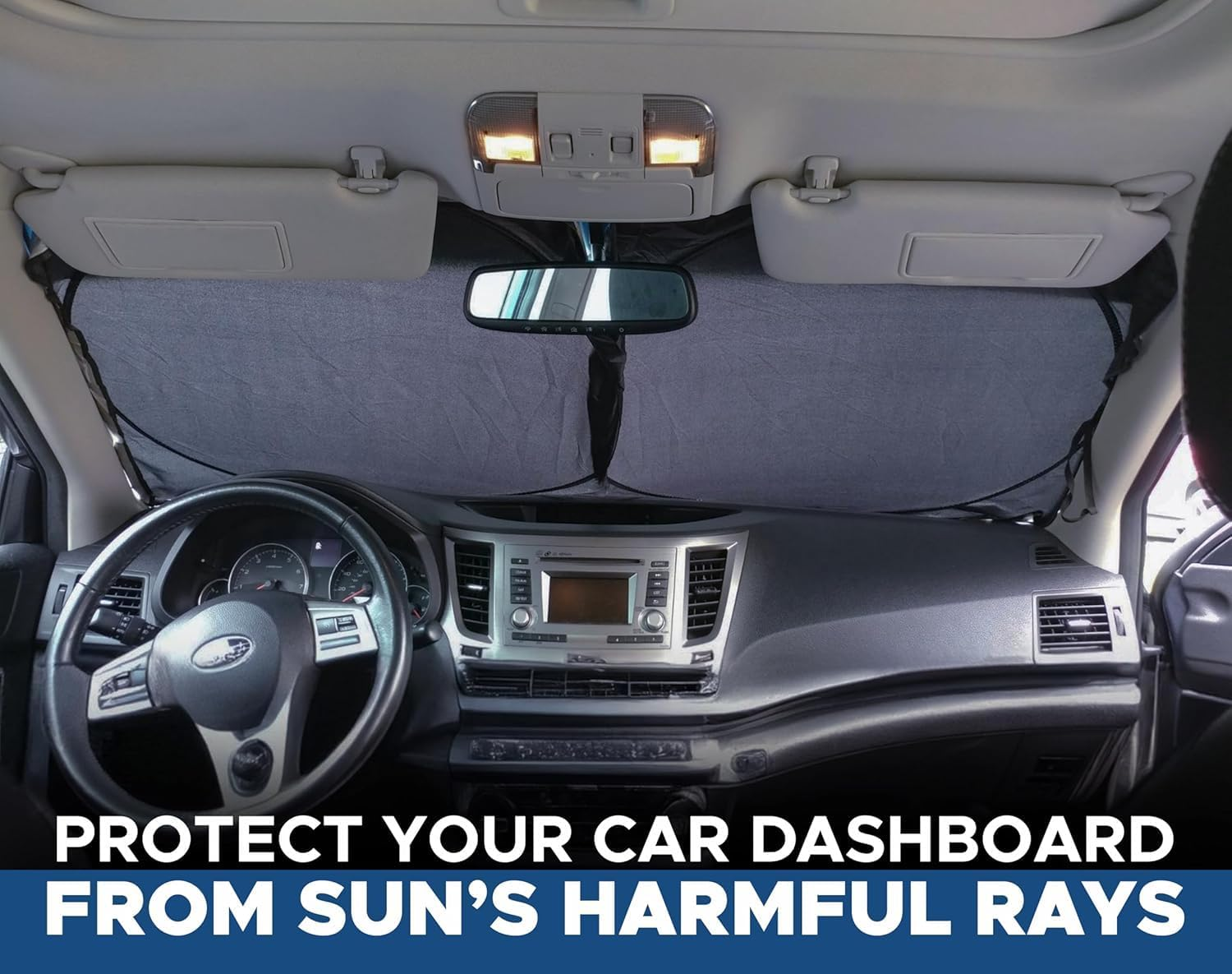 Car Windshield Sun Shade, Front Windshield Shade for Sun, Reflective Sunshade for Ultimate Protection, Overlapping Design, Fits Small Sedans, Mini Suvs, Hatchbacks- 59X31.5 Inches image number 5