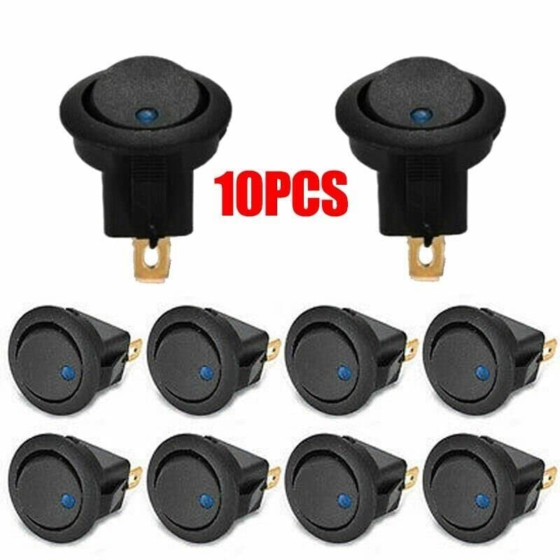 AIMALL 10X Blue LED Light 12V round Rocker Toggle Switch, 3 Pins On/Off SPST Design for Car, Boat, Truck, and Electronics Control, Easy Installation, 19Mm Hole image number 5