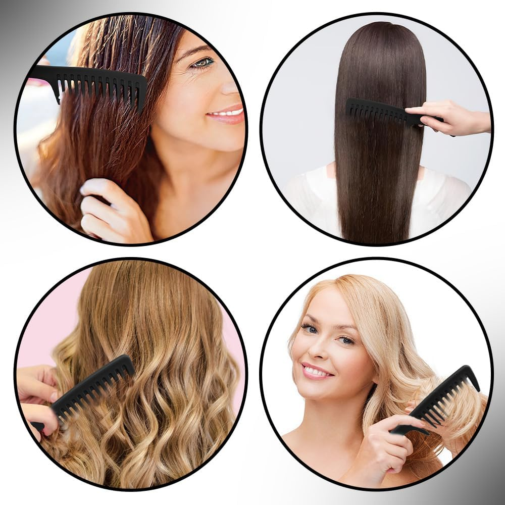 Wide Tooth Comb for Curly, Detangling, and Wet Hair - Large Black Comb for Women image number 1