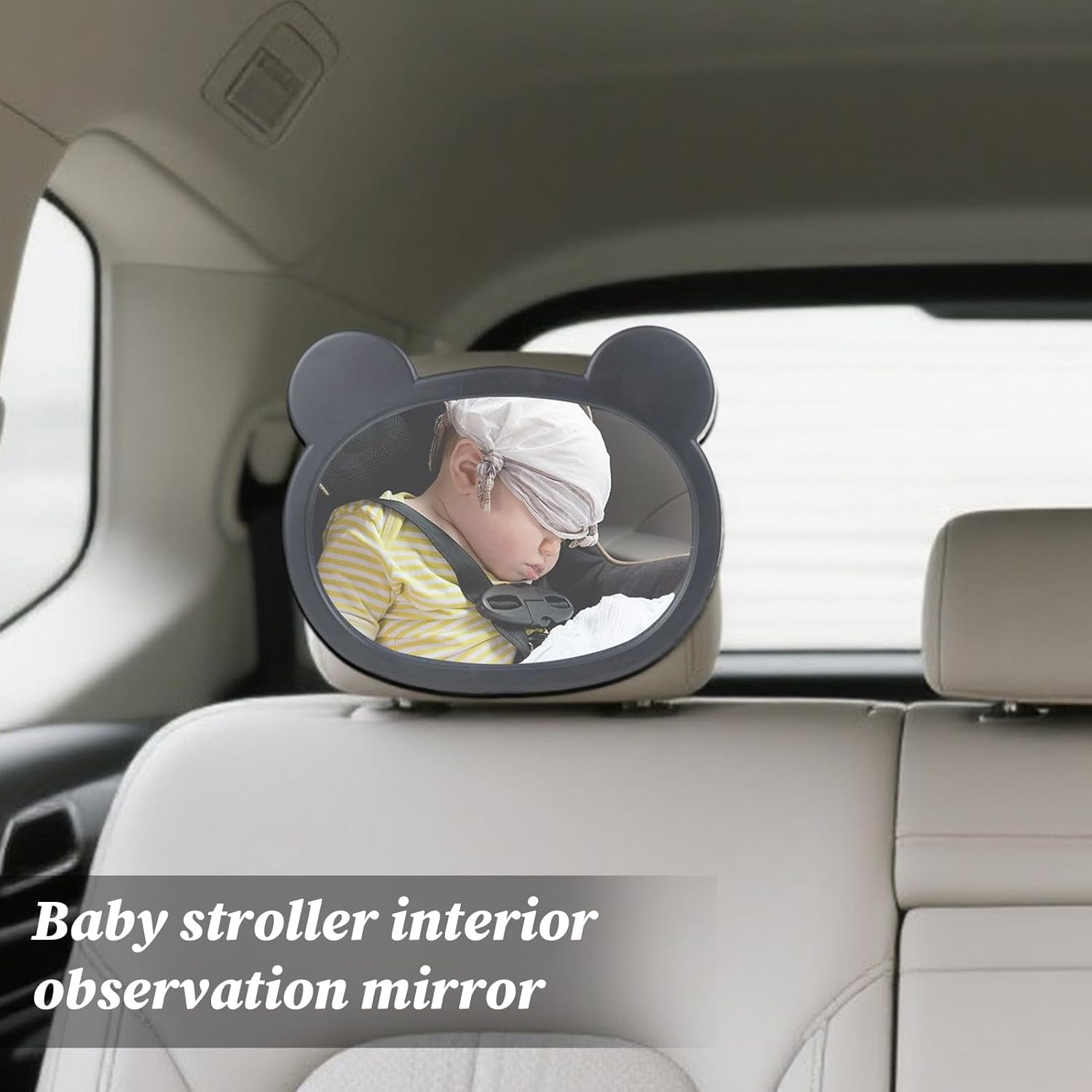 Baby Mirror for Car 360 Degree Rotation,Rear Facing Mirror for Baby Car Seat - with Cartoon Frame Safety Monitor Rearview Shatterproof for Backseat Travel Registry Stroller image number 1