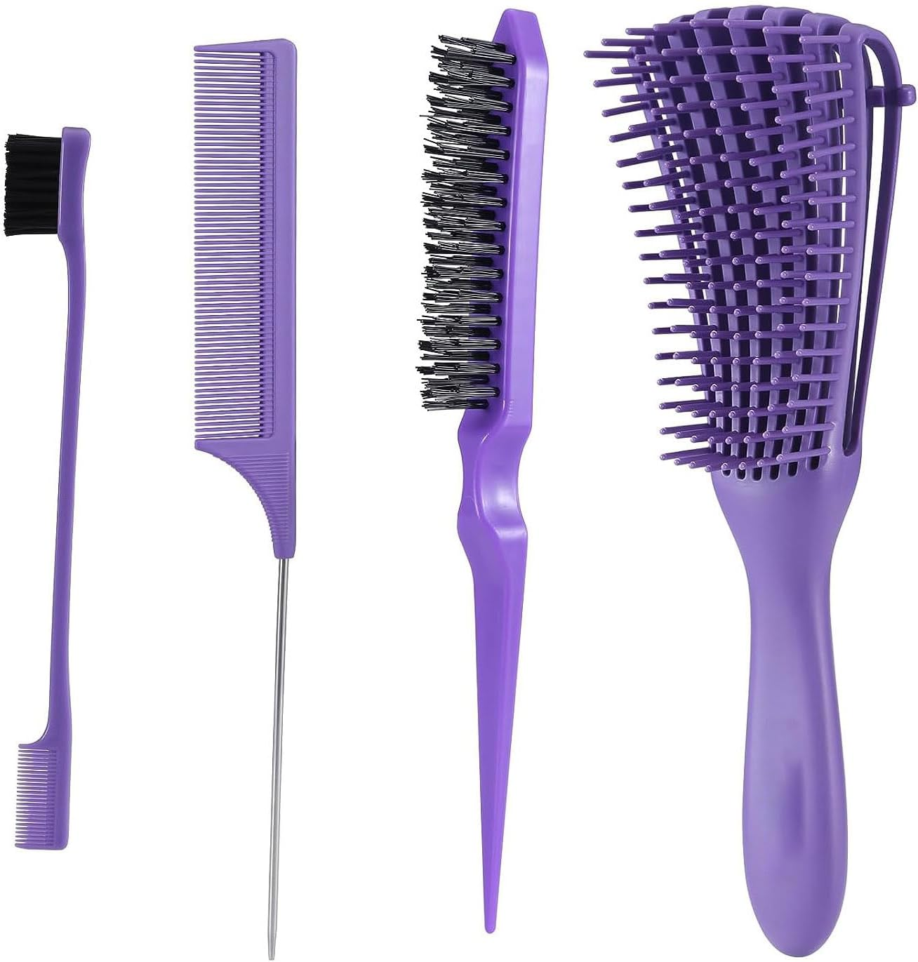 Curly Hair Product, Detangling Brush for Natural Hair for Afro Hair 3A to 4C Kinky, Wavy, Curly Hair, Detangler Easy with Wet/Dry, Improving Hair Texture (Purple)