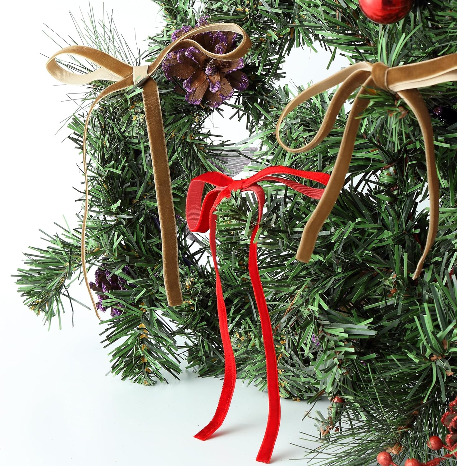 Christmas Ribbon for Gift Wrapping Black Velvet 3/8 Inch X 25Yards for Holiday Crafts, Home Decor, Choker Making, Wedding Bouquets image number 2