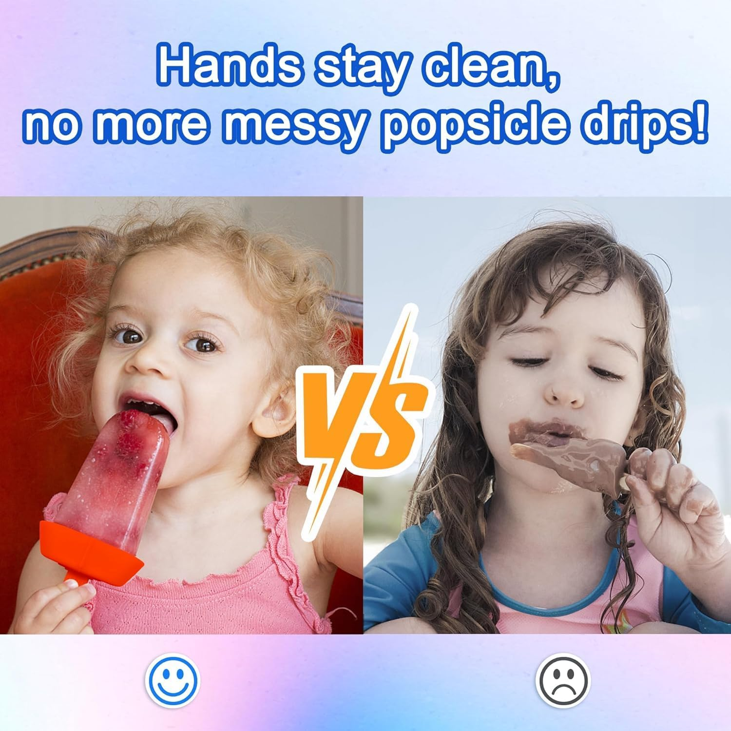 4Pcs No Drip Drop Ice Pop Holders, Reusable Mess Ice Cream Holder Drip Free Popsicle Holder Popsicle Holders with Straw Mess Free Frozen Popsicle Holder Ice Popsicle Holders for Summer Party image number 5