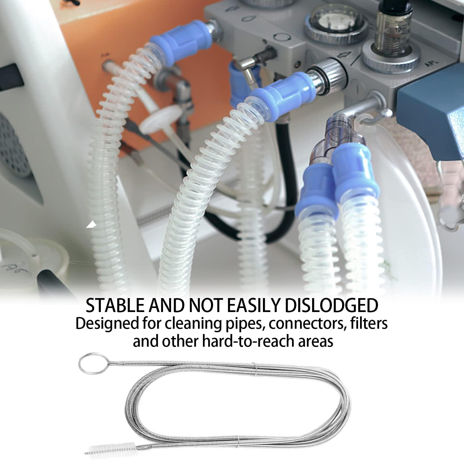 TORMEN 59Inch Tube Cleaning Long Brush, 1.5M Flexible Drain Spring Portable Nylon Straw Brush for Mask and Pipe(White image number 2