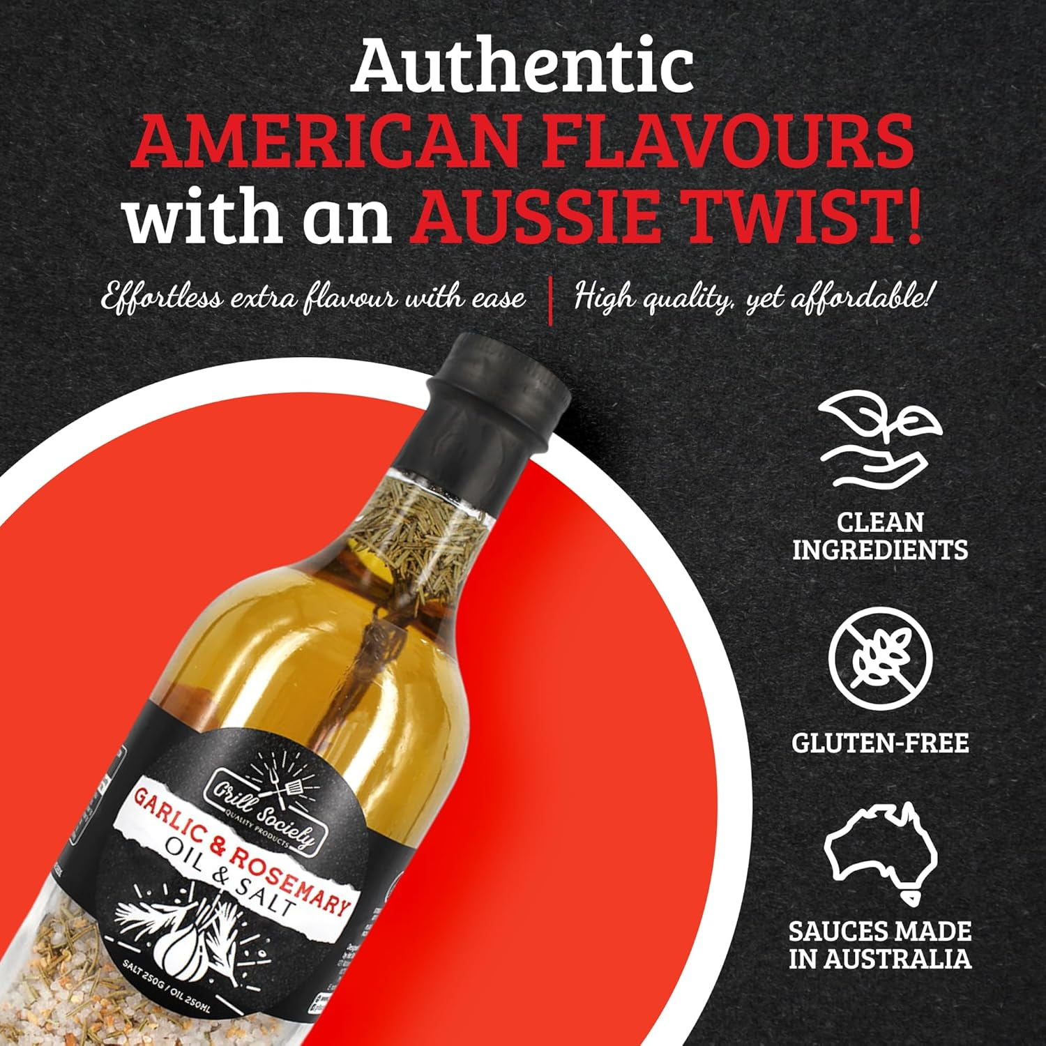 Grill Society Garlic & Rosemary Oil & Salt Combo, 500Ml - Flavoured Oil and Salt Seasoning with Garlic and Rosemary, Ideal for BBQ, Roasts, Veggies, Pasta, Grilling and Marinades image number 3