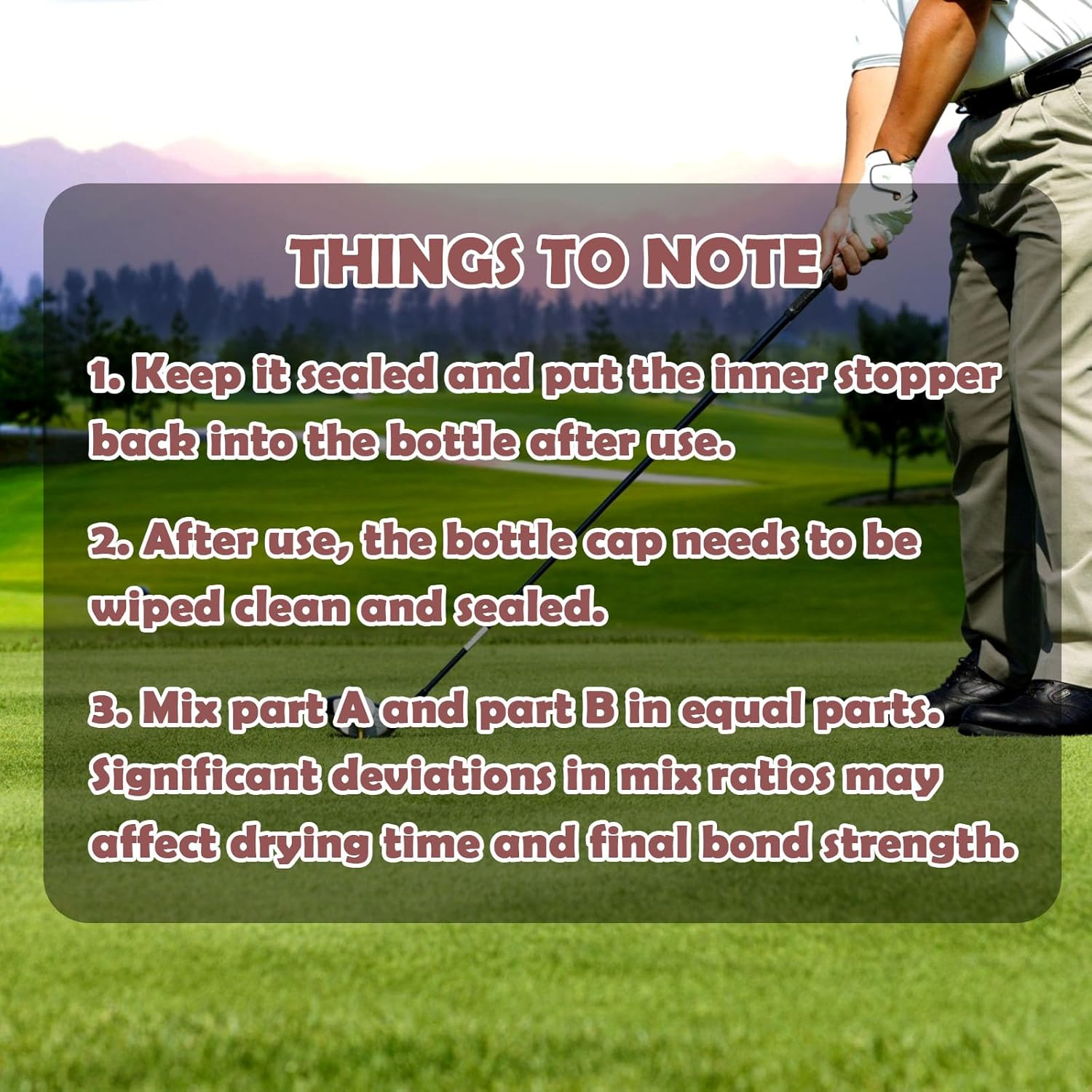 INNOVAYOU Quickly Cure Golf Club Epoxy 2.11Oz, Quick Cure Transparent Durable Golf Glue, Golf Shaft Epoxy Used to Repair All Clubs, Heads, Drivers, Putters and Irons image number 3