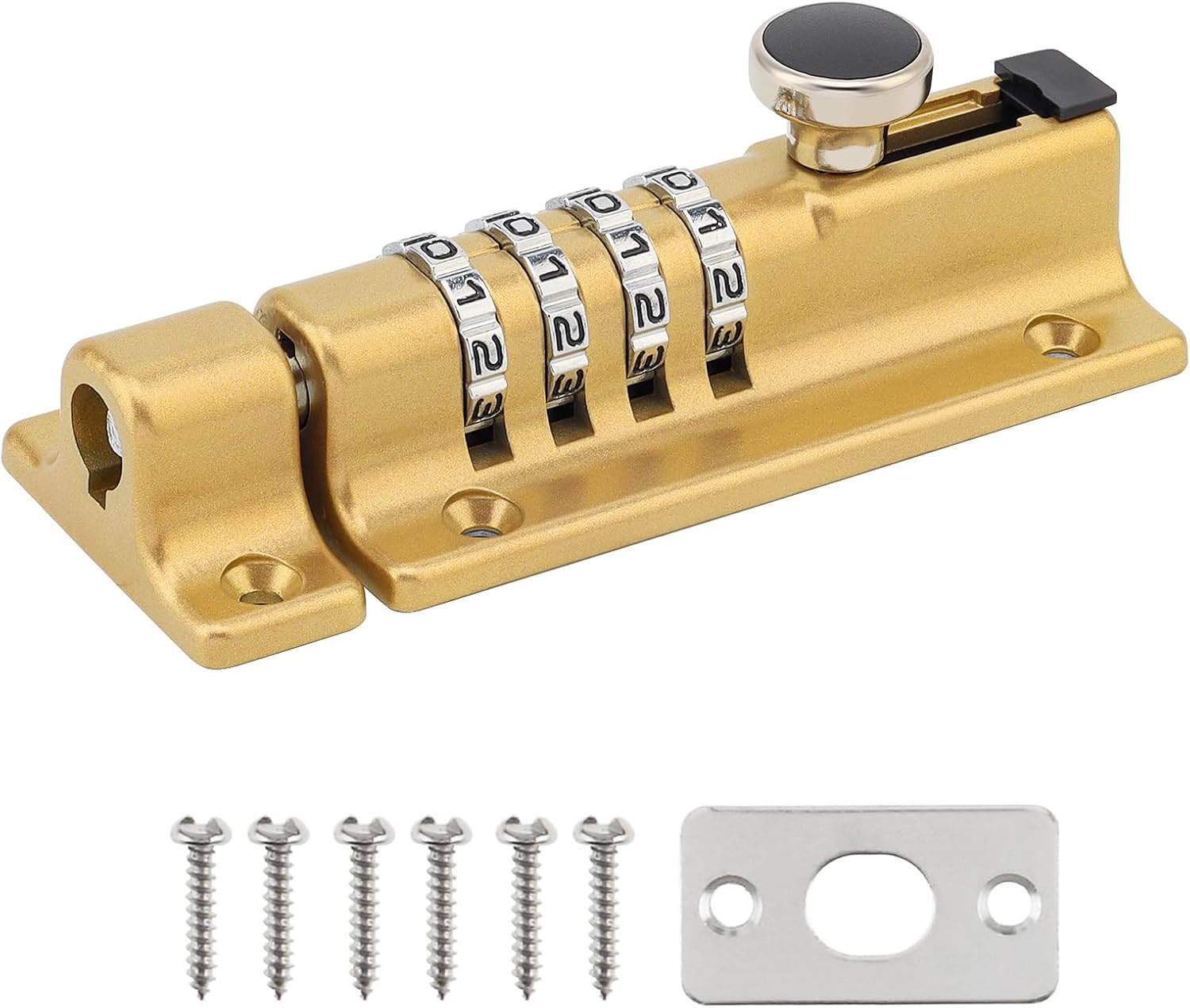 HOJLKLD Combination Lock, 4 Digit Zinc Alloy Slide Bolt Lock, Keyless Door Security Lock for Shed, Gate, Fences (Silver)