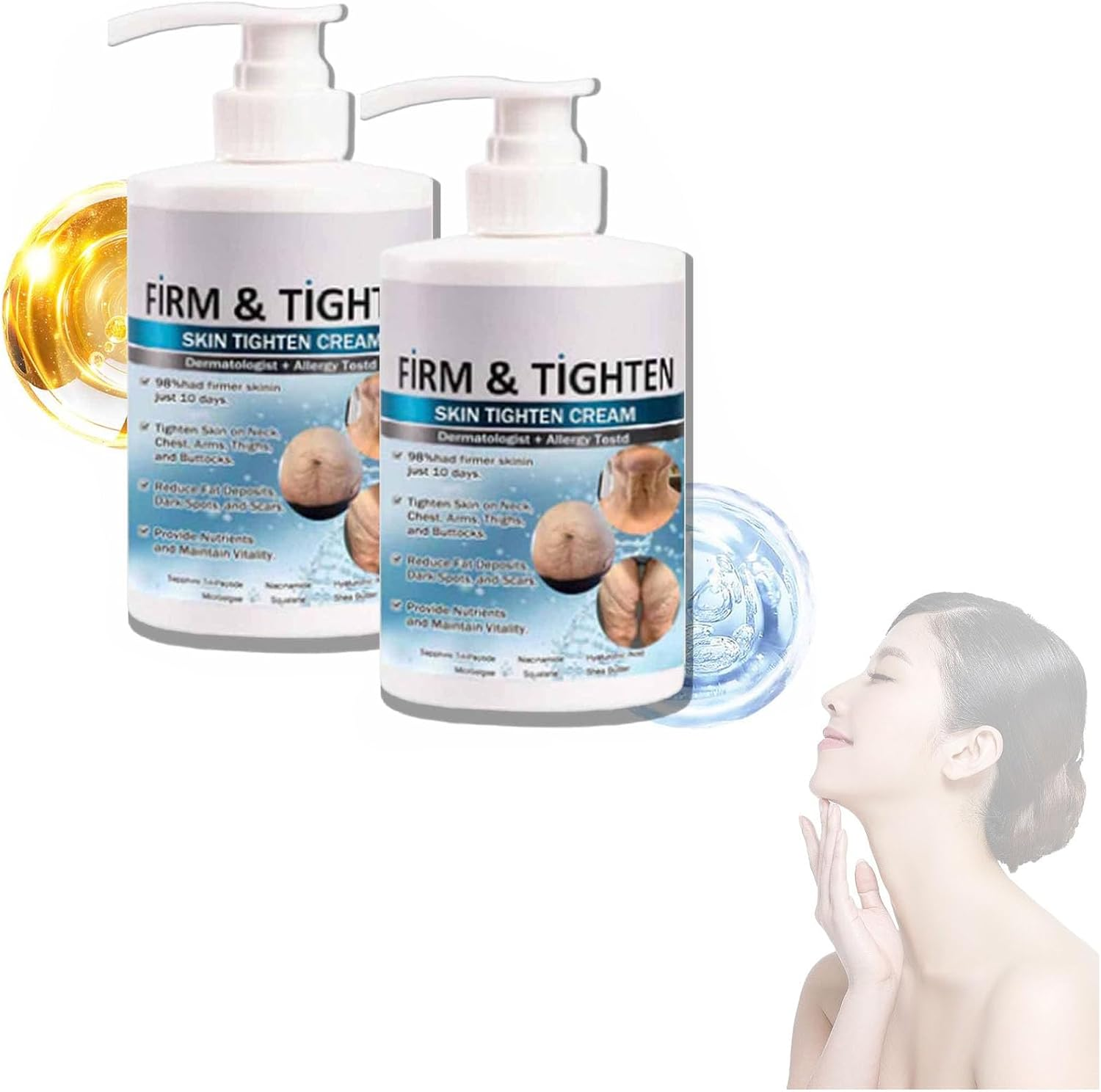 Aeehfengf Firm Tighten Skin Tighten Cream,Firm and Tighten Skin Cream,Aeehfengf Skin Firming Cream,Skin Tightening Cream,Anti-Aging Neck Cream,Skin Firming Protein Cream,Elastin Moisturizer (2Pcs)