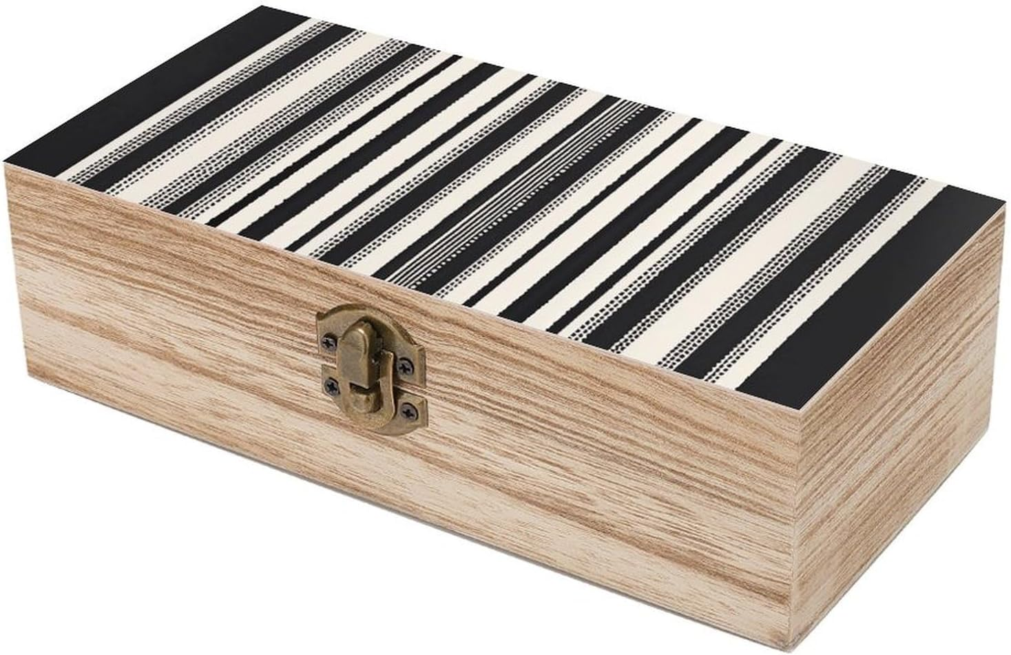 Stripes Wooden Box Wood Wedding Keepsake Boxes with Lids Small Decorative Boxes Lightweight Wooden Memory Storage Box for Crafts Keepsakes Jewelry Photo Letter Storage image number 1