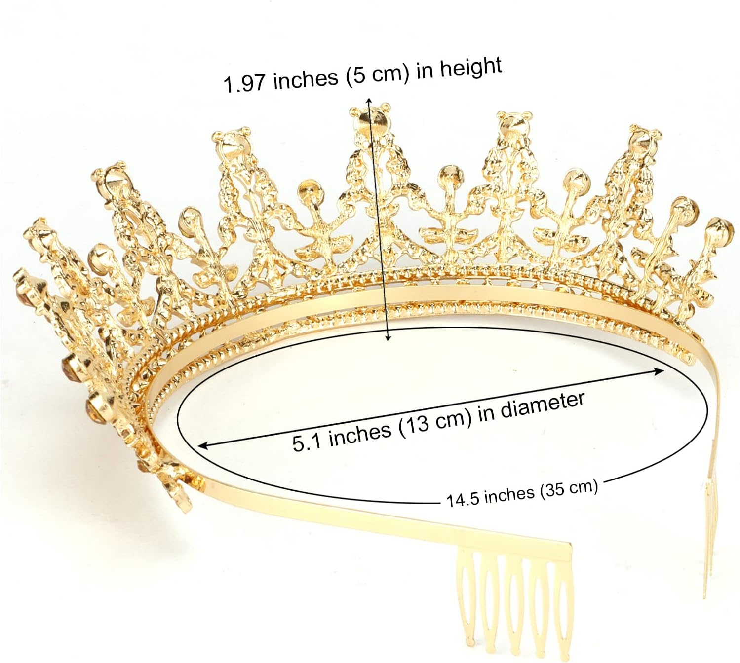 COCIDE Gold Tiara for Women Crystal Crown for Women Rhinestones Queen Princess Hair Accessories for Bride Wedding Birthday Party Bridesmaids Bridal Prom Halloween Costume Cosplay Christmas Gift - 3 image number 6