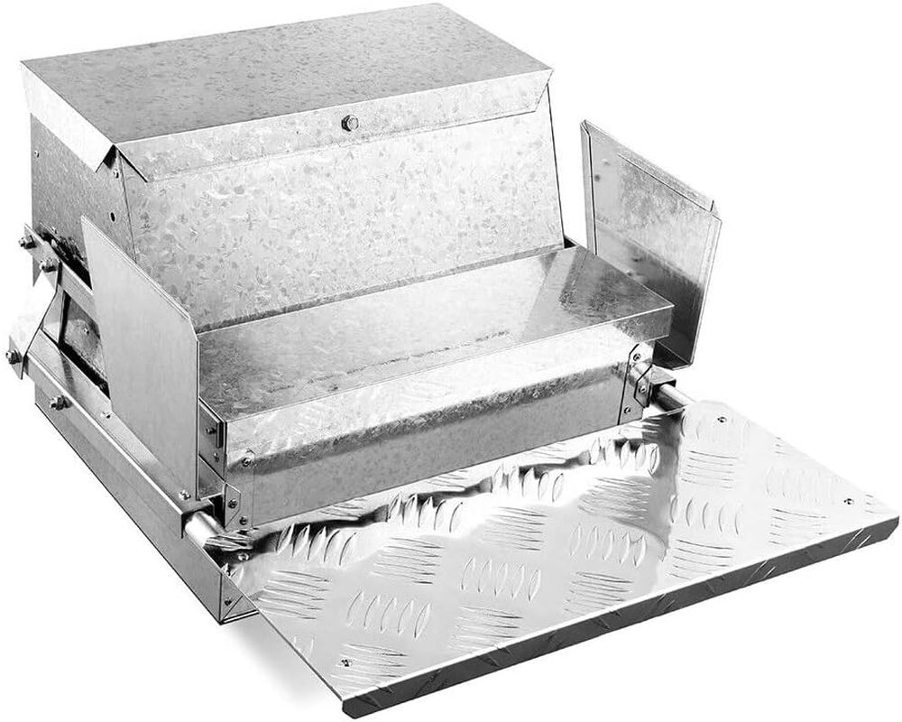 LEDON 20LBS Auto Automatic Chicken Feeder Galvanized Poultry Chook Treadle Self Coop Self-Opening Coop for Chickens, Ducks, Geese image number 1