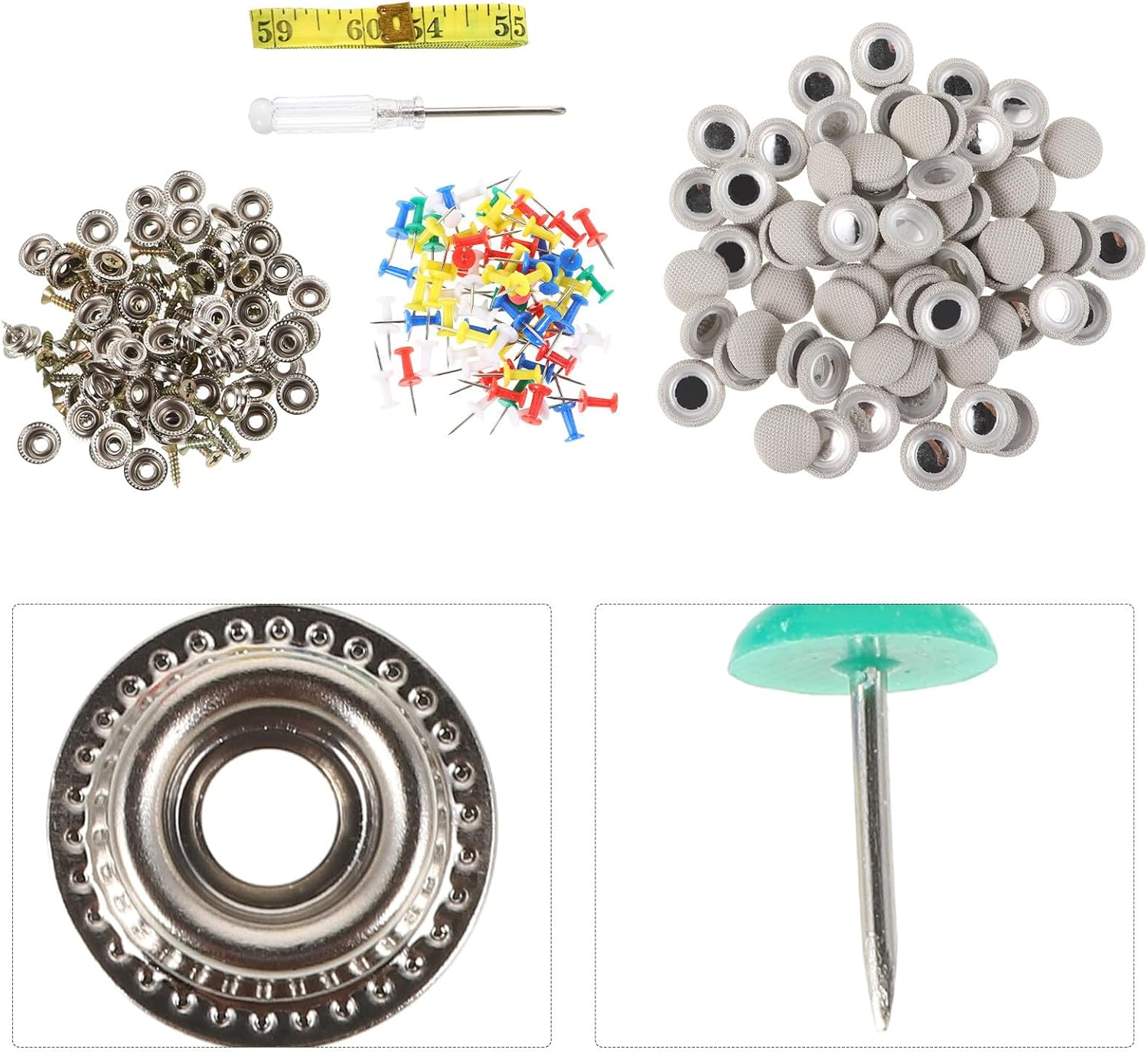 Alipis 70PCS Car Ceiling Fabric Repair Kit with Gray Plaid Headliner Clips, Car Roof Liner Fixing Pins for Interior Headliner Replacement and Auto Roof Lining Repair in Vehicles image number 4