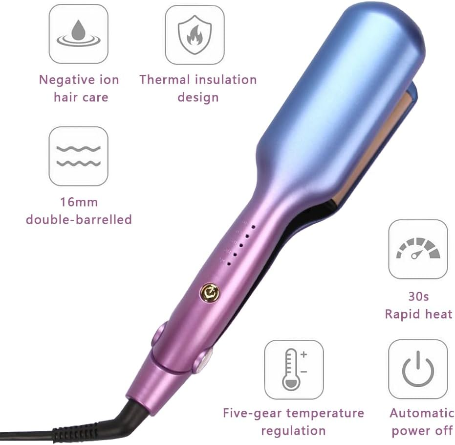 Deep Hair Waver, Crimper for Curling Hair Volumizing, Wave Curling Iron Hair Crimper,3 Barrel Ionic Wavy Hair Curler for Women,16Mm Rapid Heating Curling Wand, Crimper Hair Iron for Wide Deep Waves image number 5