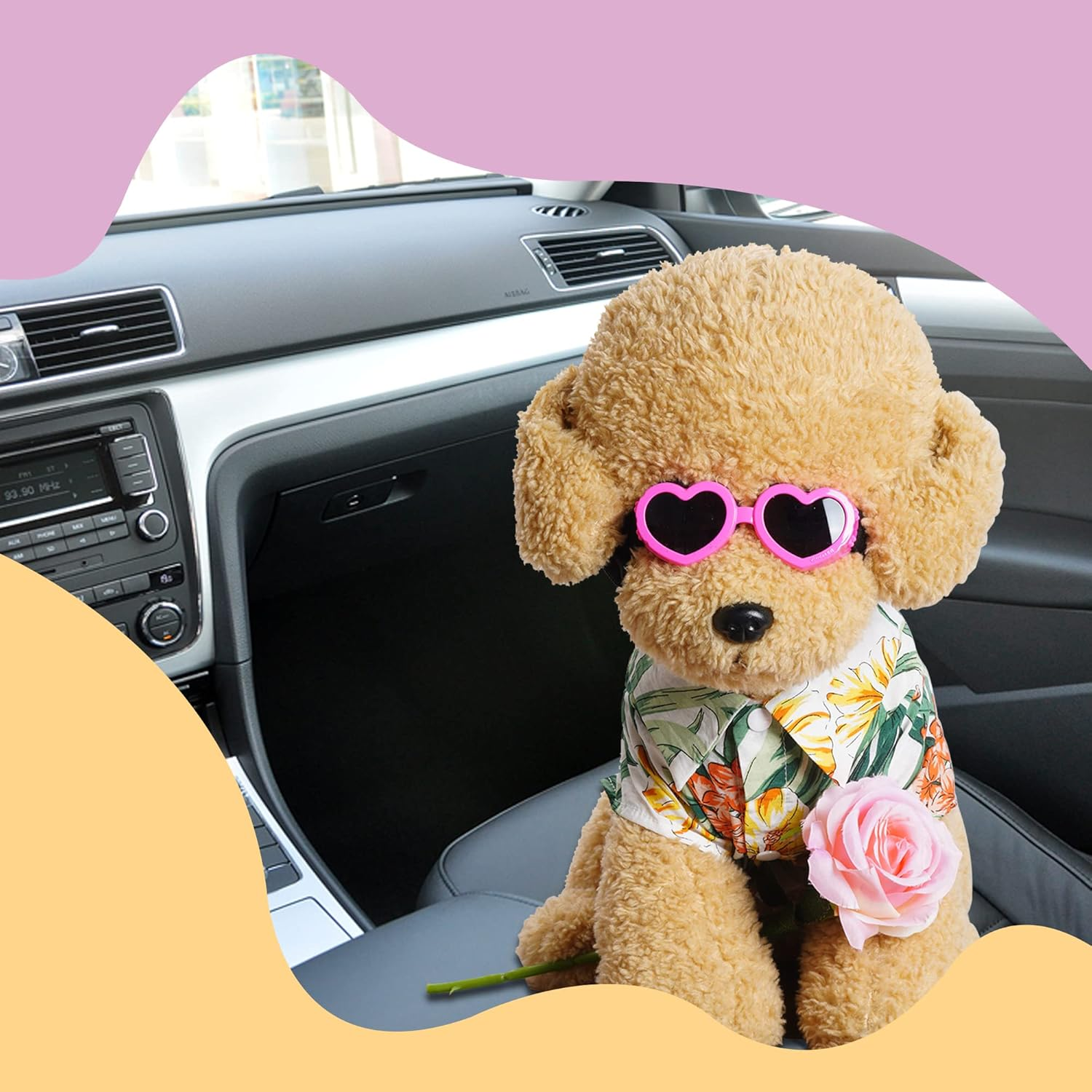 Choyaxo Pink Heart-Shaped Dog Sunglasses with UV Protection, Adjustable Strap & Windproof Design for Small Dogs image number 1