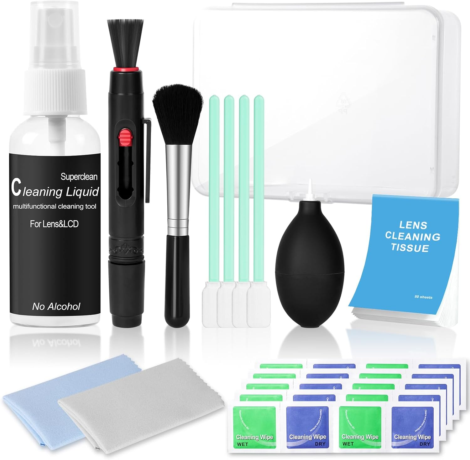 AYESY Professional Camera Cleaning Kit,Dslr Camera Cleaning Accessories with Storage Box,Rocket Air Blower,Lens Cleaning Pen,Microfiber Cloths,Lens Brush,Cleaner