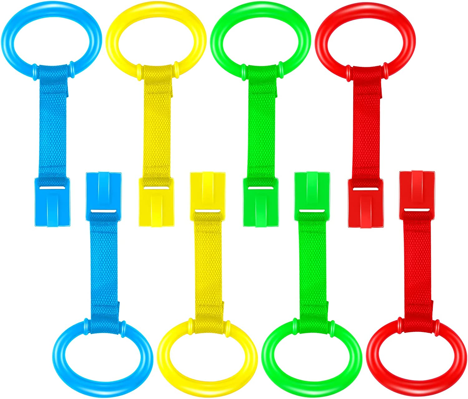 Sumind 8 Pieces Baby Pull up Rings for Playpen Baby Crib Pull Ring Baby Walking Exercises Assistant Bed Stand up Hanging Tool for Infant Toddler Practice image number 2