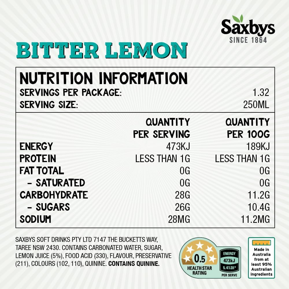 Saxby'S Bitter Lemon 330Ml X 15 image number 1