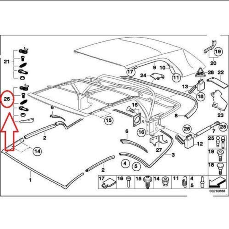 Convertible Roof Top C Column Repair Kit Fits for BMW E46 323Ci M3 330Ci 325Ci 2000-2006, Replace OEM Number 54317135351 Black image number 1