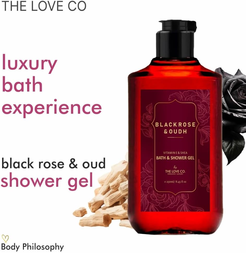 THE LOVE CO. Mesmerising Black Rose & Oud Foaming Body Wash 300Ml - Shower Gel for Women - Bodywashes for Men - Cleansing Bath Gel - Moisturizing Body Care image number 3