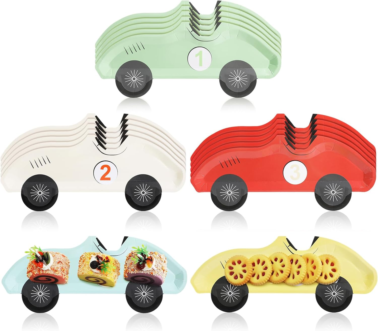 Chivertion 25 Pack Race Car Plates Disposable Vintage Paper Plates Racecar Birthday Decorations Vintage Race Car Party Supplies Kids' Party Plates Race Car Tableware for Baby Shower Racing Car Party image number 1