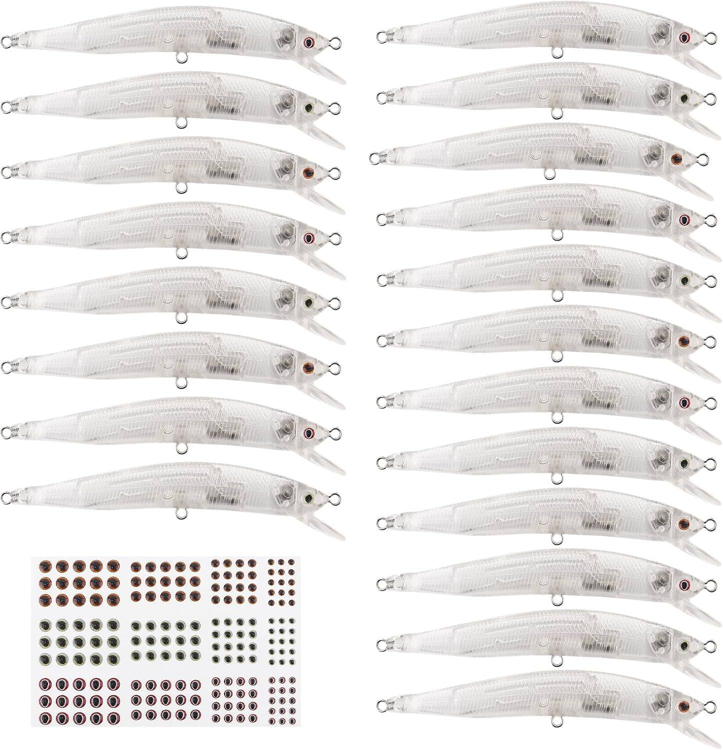 Origlam 20Pcs Lure Blanks Unpainted Fishing Lures, Blank Unpainted Minnow Crankbaits, Topwater Fishing Blanks Lures with 3D Fishing Eye for Salmon Trout Bass image number 4