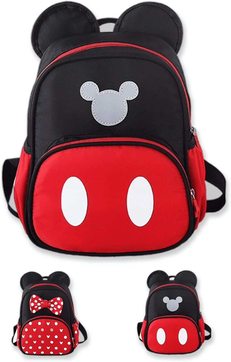 Cute Mini Backpacks, Red Cartoon Bag, Mouse Ears Bowknot Travel Daypack