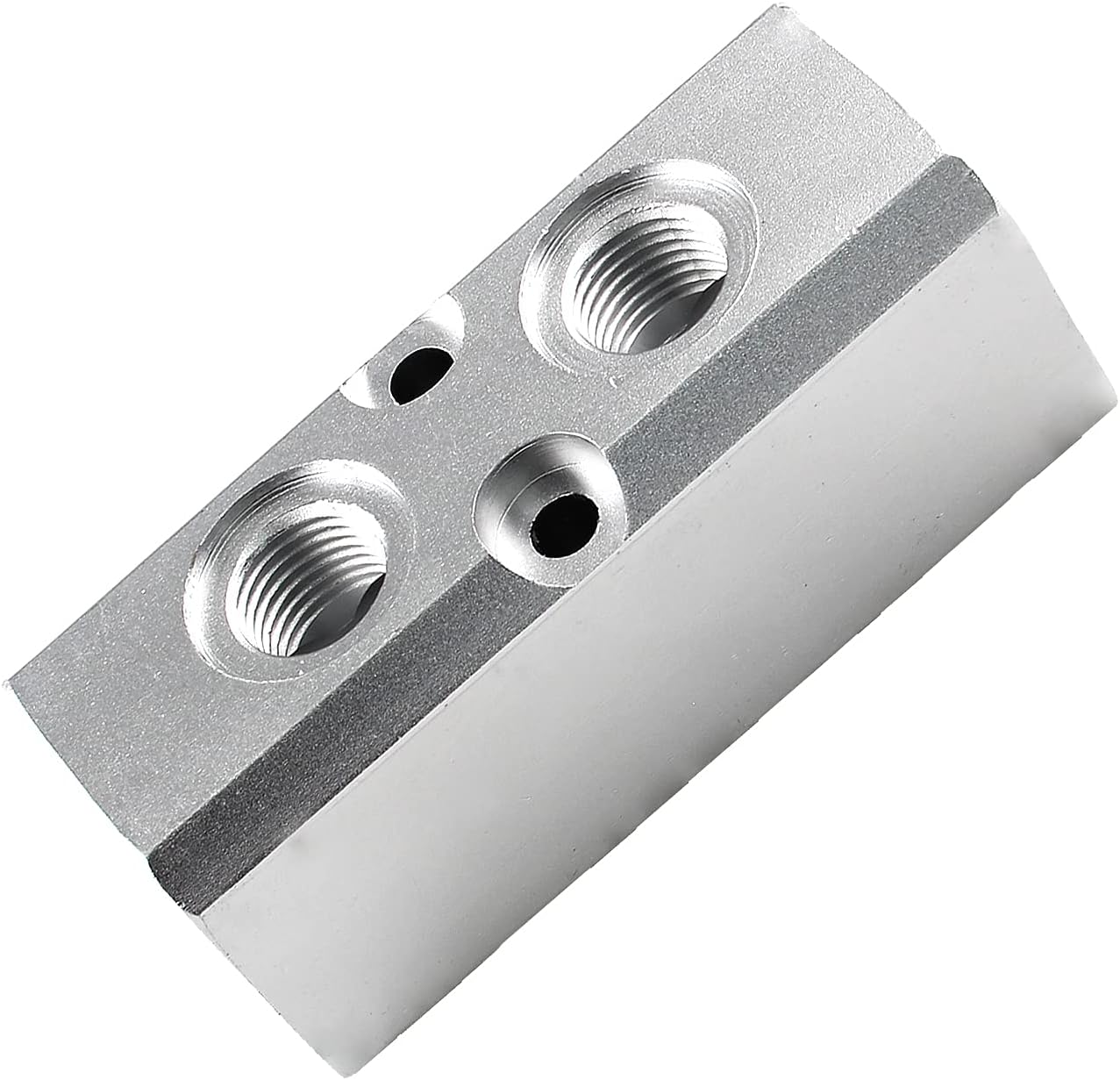 2 Way Pneumatic Manifold Air Distribution Block, Compressed Air Manifold Pneumatic Block, Air Coupler Fast Connector for Compressor, Silver image number 4