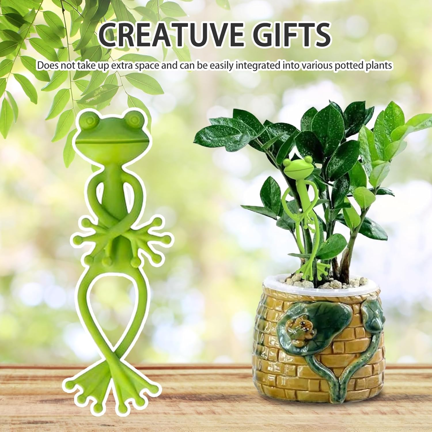 Frog Plant Stand, Green Cute Frog Clip Flowerpot Climbing, Plant Holder Flower Pot Hugger Decorations (10Pcs) image number 1