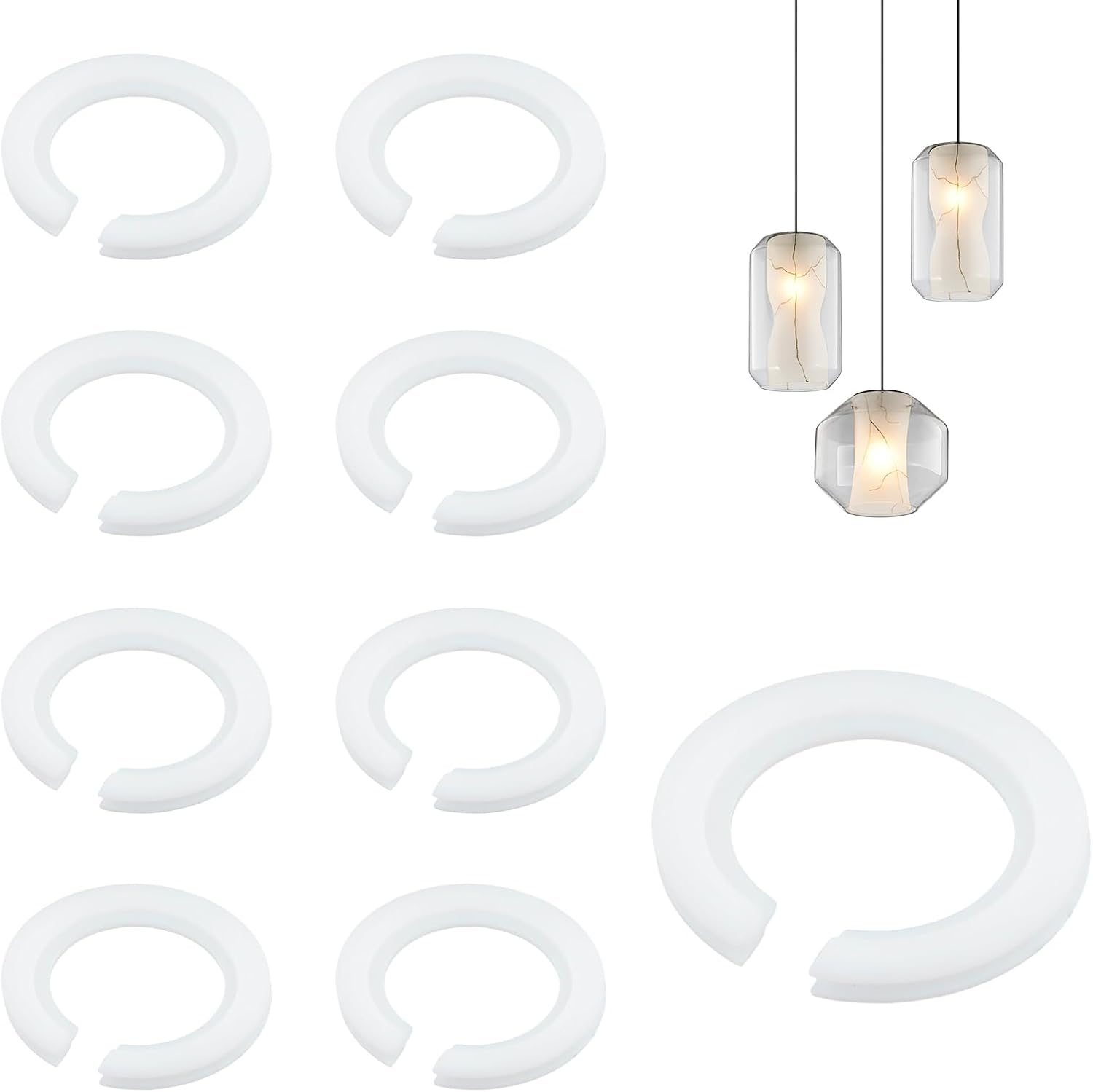 Lampshade Ring Converter, 8 Pieces E27 to E14 Lampshade Reducing Ring Adapter, Lamp Ring Reducing Ring for Fitting Screw Lampshades to Bayonet (White) image number 1