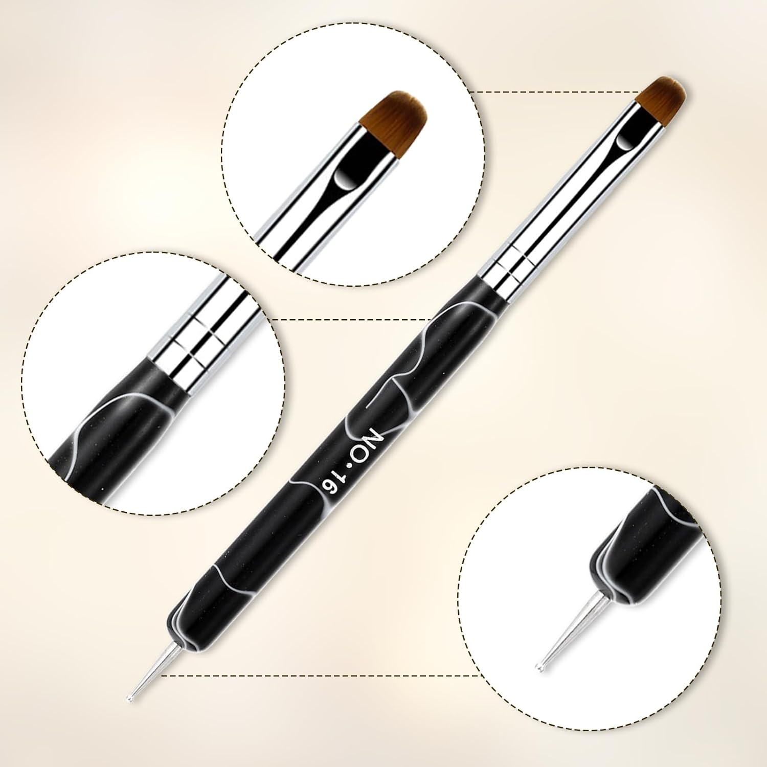 4 Pieces Dotting Tool Nails Double End Nail Brush Professional 2 in 1 Nail Brush Nail Art Set Gel Brush and Nail Art Brush Set Fineliner Durable anti Deformation for Nails DIY (Black) image number 5