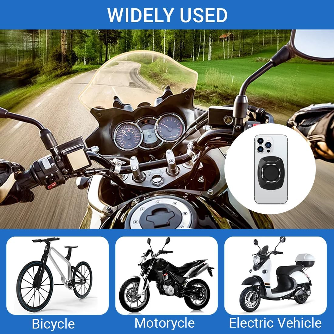 GXGM Universal Quad Lock Compatible Adapter - Quick Mount for Smartphones, Motorcycles, Bikes, Cars and Accessories image number 2