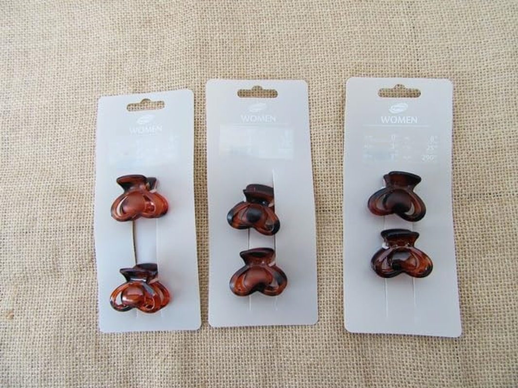 10Sheets X 2Pcs Fashion Brown Coffee Heart Claw Hair Clips image number 1