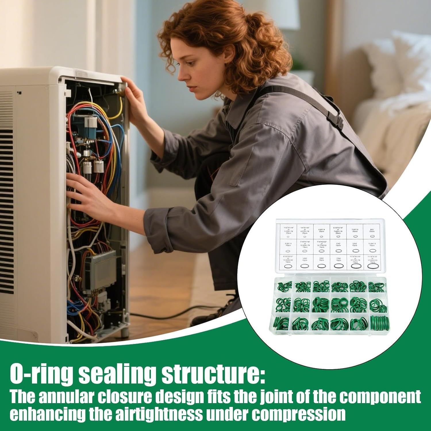 AC O Rings,270 Rubber Pieces AC Repair Kit - Compressor Seal for HVAC Vacuum Car Inverter Conditioner Engine Airbrush Home Users Business Users Professionals RV Manifold image number 3